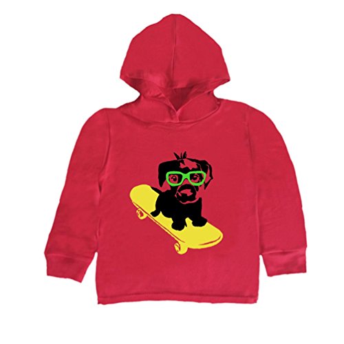 Inda-Bayi Baby-Toddler-Kids Cotton Hoodie T Shirt - dog on a skateboard