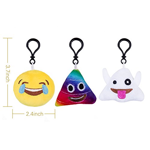 QMAY Lot DE 20 Mini Emoji Porte-clés en Peluche Mignon Émoticône Emoji Emoji Sac à Dos Pendentif pour Décorations Enfants Cadeau de Fête Noël Party ,soirée ,Anniversaire,Cadeau de Pâques