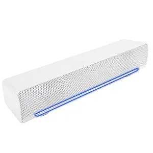 Ymiko Sound bar Wireless Speaker Soundbar Bluetooth5.0 Built-in Subwoofers with Light (White)
