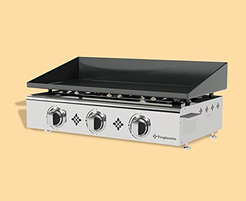 Vivaplancha Plancha Gaz Emaillée 3 Feux 7,5 KW - Anti-adhésive et Nettoyage Facile modèle Limon