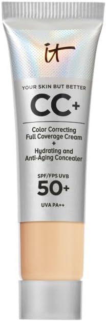 IT Cosmetics, Base de Maquillaje, Tratamiento Antiedad e Hidratante con SPF50+, Cobertura Total, Acabado Natural, 12 Tonos Disponibles, Medium, YSBB CC+, 12ml