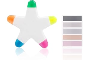TIANNAIT 1 a cinque punte a forma di stella evidenziatore, pennarello, cinque-in-one multi-color evidenziatore, adatto per ufficio e compiti a casa, con 1 pacco di indice etichetta adesivi