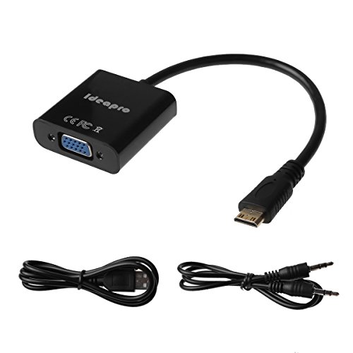 ideapro Mini HDMI Stecker auf VGA Buchse Adapter mit Audio-Unterstützung – Mit USB Power Kabel – für Mini HDMI fähigen Ultrabooks, Notebooks, Tablets, Kameras und Camcorder zu Connect zu VGA Displays