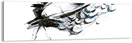 ARTTOR Glass Wall Art Picture Photo Abstraction Woman Dance The Birds 160x50cm Art Glass Prints Art prints Artwork Modern Glass Pictures for Home Decorations Living Room Bedroom GAB160x50-3078
