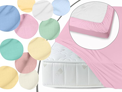 Gewebtes Eck-Spannbettlaken in 11 frischen Pastell-Farben und in 4 verschiedenen Größen erhältlich, 100% Baumwolle, 180 x 200 cm, rosa