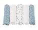 Motherhood 100 Percent Natural Cotton Burp Cloths (2 x flannel sheets + 3 x muslin squares, Blue classics)