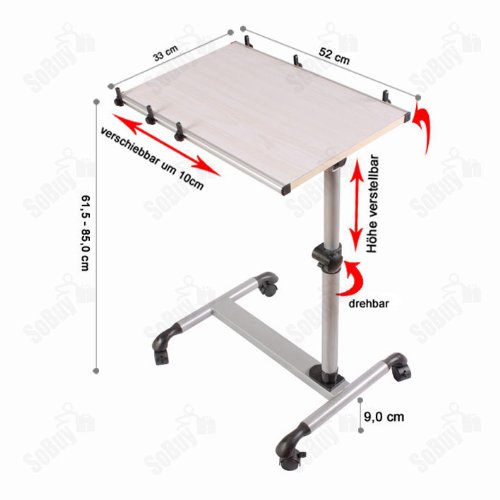 SoBuy® Pflegetisch Betttisch Klapptisch Laptoptisch Beistelltisch FBT07N-W - 9