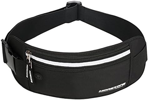 Running Belt - MOREZONE Adjustable Fanny Pack Waterproof RFID Security Reflective Strap Waist Bag for Women Men Fits for Traveling Hiking Jogging Dog Walking