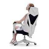 OaLt-t Chaise d'ordinateur de Bureau réglable, Chaise de Jeu, Table et Chaise inclinables en résille Respirante à Haut Dossier, Blanc (Color : White)