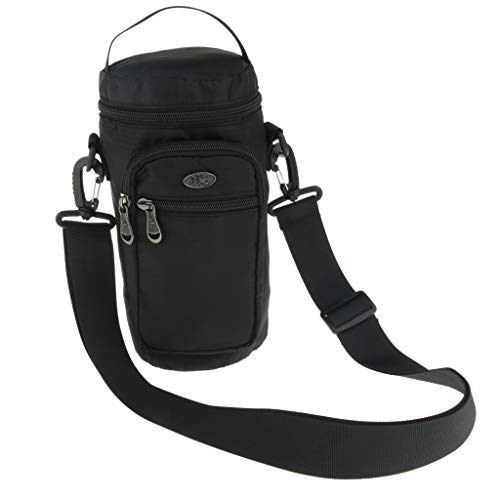 Preisvergleich Produktbild IPOTCH Trinkflasche Halter Flaschenbeutel Wasserflasche Umhängetasche, viele Farbe Auswahl - Schwarz