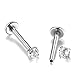 Hosaire 2PCS x 8mm Stainless Steel Inlaid Piercing Cubic Zirconia Lip Rings
