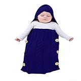 Colorful Newborn Baby Wrap Swaddle Blanket, Oenbopo Baby Kids Toddler Wool Knit Blanket Swaddle Sleeping Bag Sleep Sack Stroller Wrap for 0-12 Month Baby (Blue)