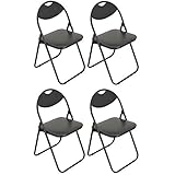 Chaise pliante rembourrée - pour le bureau - entièrement noire - lot de 4