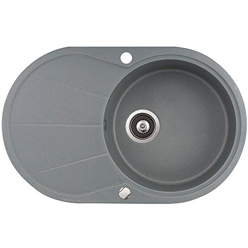 Spüle Granitspüle Küchenspüle Einbauspüle Auflage 780 x 500 mm große Ablage Spülbecken + Drehexcenter + Siphon (Grau (202))