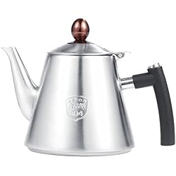 Théière avec 1.2L Capacité en Acier Inoxydable Cuisinière Théière Bouilloire Résistant à la Chaleur Rapide Ebullition Poignée en Silicone(Matte)