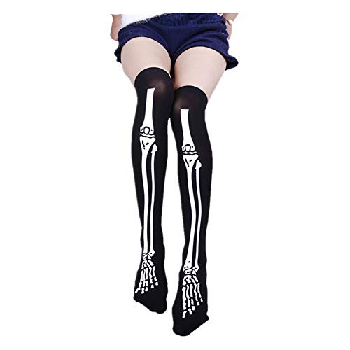 Asien 1 par de Halloween Medias Negro Stocking con el Esqueleto...