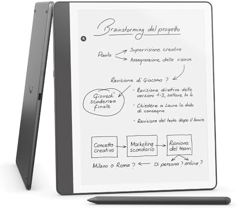 Amazon Kindle Scribe (32 GB) | Schermo ridisegnato con bordi uniformi. Ora puoi scrivere nei libri e nei documenti | Penna premium inclusa | Grigio tungsteno
