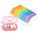 Opret Pilulier Semainier 7 Jours 14 Compartiments Matin/Soir, Mini Boîte à Pilules Multicolores