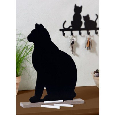 Wenko 77061900 Memotafel Katzeinklusivive 6 Kreidestücken, MDF, schwarz, 5 x 26 x 33 cm