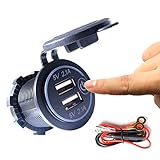 【5 V / 4,2 A Dual-USB-Autoladegerät】 Mit zwei USB-Ladeanschlüssen mit einem Ausgang von 2,1 A können Sie 2 Geräte gleichzeitig mit hoher Geschwindigkeit laden.