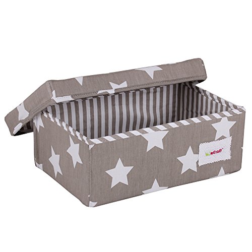 Minene Small Storage Box with Stars (Grey/ White)