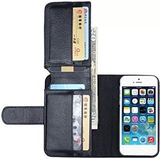 UBSMA-Newly Fashion Luxury Genuine Leather Wallet Folio Stand Flip Case with 7 Card Slot for Apple iPhone 4/4S,iPhone 5/5S, iPhone 6/6 Plus,Iphone 6s/6sPlus,iPhone 5C High Quality (Black, Iphone5s)