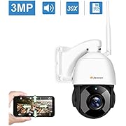 Jennov 3MP Wireless Security Cameras Outdoor PTZ Camera Wifi IP CCTV Pan Tilt Zoom (Digital 30X Motorized) HD 2304P Speed Dome Home Video Surveillance Two-Way Audio Pre-installed 32G SD Card.