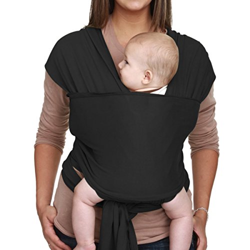 Ldex Soft Baby Slings | Compact and Comfortable Baby Wraps | Pure Cotton/Spandex | Nursing Cover | Suitable for Newborns To 35 Lbs | Nice Baby Shower Item | (Black)
