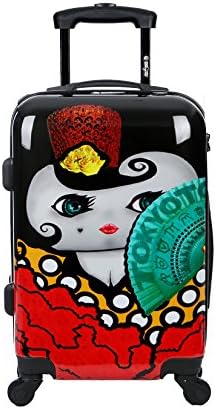 TOKYOTO Luggage - Easyjet &amp; Ryanair Cabin Hand Trolley Case Suitcase Wheeled Luggage Travel Bags- FLAMENCA (TROLLEY + CHARGER)