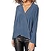 Produktbild Briskorry Chiffon Blusen Damen Elegant V-Ausschnitt Langarm Tops Oberteile Hemd