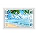 Produktbild Kentop Wandtattoos 3D Wandbild Geöffnetes Fenster Wandaufkleber Strand Urlaub Landschaft Wandsticker für Wohnzimmer Schlafzimmer Deko