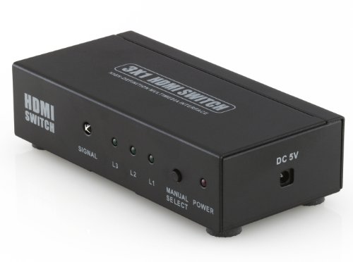deleyCON HDMI Switch / Verteiler 3 Port – 3D Ready / 1080p – Metallgehäuse - 3