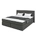 Produktbild Serina Designer Boxspringbett 180x200 Bonell-Federkernmatratze Komfortschaum-Topper Doppelbett Polsterbett Bett Hotelbett Stoff (grau 180x200)
