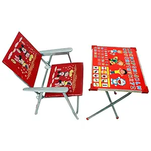 Rudra Creations (SAME PRINT AVAILABLE WITH SELLER RUDRA.CREATIONS BE WARE WITH FAKE SELLER) - Best for Kids, Cartoon Pattern Printed Adjustable Foldable Study Table and Chair Set, for Kids Boy and Girl (Age Recomendation 2 to 6 Year Old)