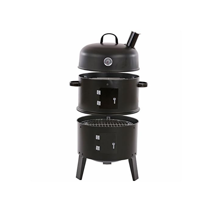 Mendler 3in1 Rucherofen Dalvik Ruchergrill Ruchertonne Holzkohlegrill Grilltonne Bbq Smoker Barbecue