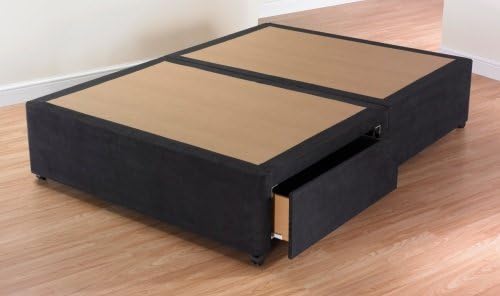 Smartslumber Chenille Divan Bed Base With Cubed Headboard - (6ft Super King, Charcoal) - 2 Drawers Same Side – SS1640