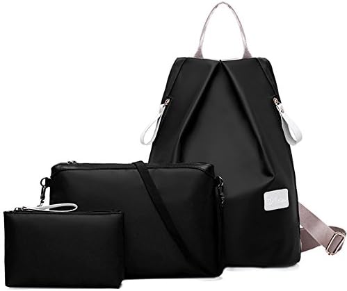 Turelifes 3 Pcs Women bags Waterproof Oxford cloth backpack Handbags Shoulder Bags Tote Satchel Hobo Purse Bags Set (Black)