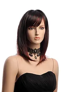 Akashkrishna Bob Side bangs Wig for Women,Naturual Brown Straight Girl Wig,Suitable for Daily use and party Dance Show