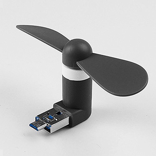 Price comparison product image 2PCS Mini USB Phone Fan 3.5 Inch Colourful Fashion Portable Plug In Fan For Samsung Galaxy S5 / S6 / S6Edge / S6Edge Plus / S7 / S7 Edge and any other Micro USB Compatible Mobile Phones(Black)