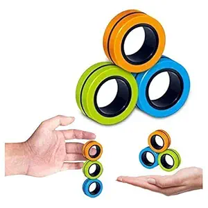 OANGO Fidget Ring Toy for Kids, Anti Stress Finger Rings, Magical Finger Spinning Toy (3 Pcs)