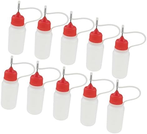 10pcs 10ml Empty Plastic Squeezable Liquid Oil Dropper Storage Bottle with Needle Red Cap