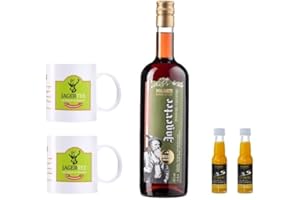DOLOMITI ALPENFEINKOST Original Jagertee 1 l mit 2 Tassen und 2 Probierflaschen. Konzentrat. 1+3 = 4. / nach alter Rezeptur/feine Wintergewürze/Ideal für kalte Abende - nicht nur im Winter/Original Jagertee aus Österreich