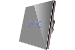 CNBINGO Dimmschalter für LED-Leuchten - Touch Lichtschalter unterputz - Dimmer schalter einfach in Grau - Wandschalter mit Glas Panel und Status-LED