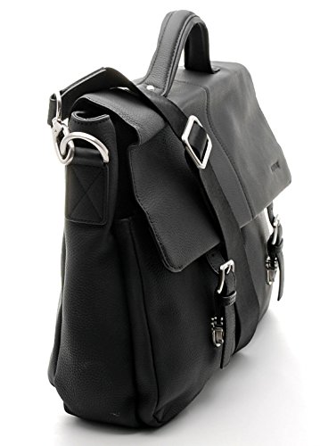 Bovari echt Leder Herren Schultertasche Aktentasche Umh  ngetasche Laptop-Tasche Messenger Bag 39x30x10 cm Model Lyon - Gr    e L  schwarz matt 