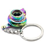 Waterwood Creative Auto Parts Models Spinning Turbo Turbocharger Keychain Key Chain Ring-Rainbow
