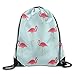 Produktbild gthytjhv Unisex Flamingo Floral Print Rucksack mit Kordelzug Rucksack Shoulder Bags Sporttasche Sport Bag Lightweight Unique 16.9x14.2
