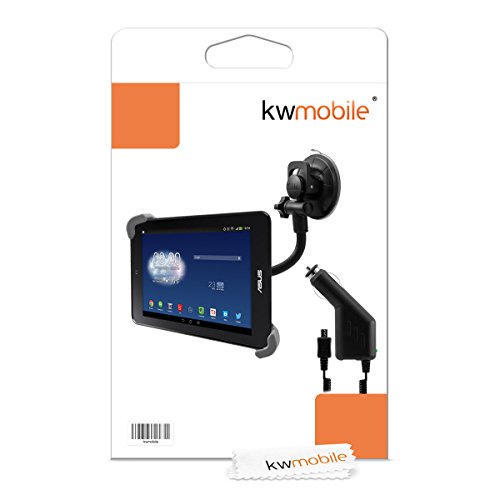 kwmobile Flexible KFZ Scheiben Halterung für Asus Memo Pad HD 7 – PKW Auto Halter mit Saugnapf in Schwarz + Ladegerät - 7