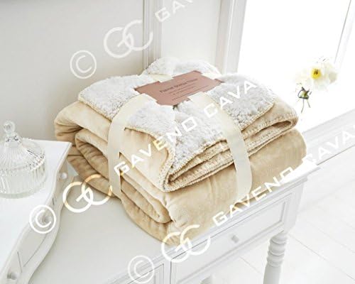 Comfort Collections Sherpa Throws Blanket King Size Bed Fleece Flannel 3 Seater Sofa 200 Cm x 240 Cm Large Soft Warm Luxury Throw King Cream Only