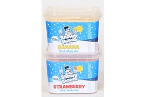 Snowycones - Snowy Shakes Milkshake, Thick Shake Mix 2 x 250g Chocolate, Strawberry, Banana, Vanilla (Strawberry & Banana)