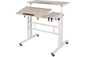 sogesfurniture Stolik pod komputer z regulacją wysokości, stolik pod laptopa z kółkami, mobilne biurko, stolik pod laptopa, do domu i biura, klon BHEU-101-2MP